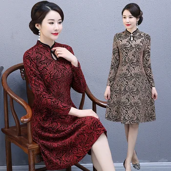 2020 šiuolaikinės qipao tradicinės kinų suknelė cheongsam pokylių kostiumas ilgai qipao moteris rytietiškas gėlių spausdinti suknelė