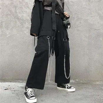 2020 m. Pavasarį, Rudenį Harajuku stiliaus hip-hop darbo drabužiai laisvi atsitiktinis plati koja pants Poros, vyrai ir moterys, Safari Stiliaus kelnės