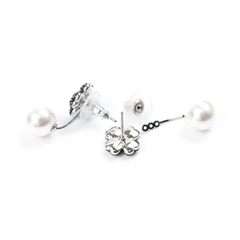 Aukštos kokybės SWA naujas produktas mados paprasta žavesio juoda keturių lapų dobilų pearl moterų auskarai dvejopo naudojimo gėlių kristalų auskarai