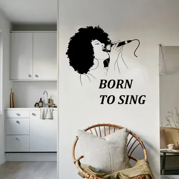 Vinilo sienos aplikacijos dainininkas citata muzika, karaoke MIC dainuoja sexy Afrikos moteris lipdukas freskos interjero 