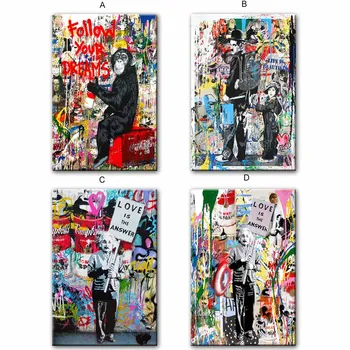 Atlikite Savo Svajonių Gatvėje Sienos Grafiti Meno Drobė Abstrakčios Tapybos Portretas Pop Art Nuotraukos, Vaikų Kambarys Cuadros Namų Dekoro