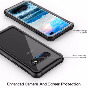 Galaxy S10 Plus atveju Patikima Sunkiųjų Bamperis Šarvai Dangtelis Su Built-in Screen Protector Smūgio Sugerties Atveju S10