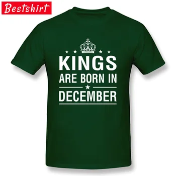 Juoda 3D Laiškas Spausdinti Marškinėlius Karaliai Yra Gimęs gruodžio Geek Top marškinėliai Klasikinis Mados, O Kaklo marškinėliai Aukščiausios Kokybės Drabužiai