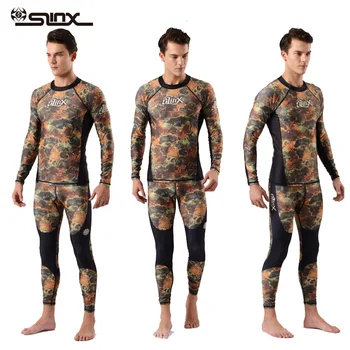 Slinx Mens bėrimas apsaugas plaukti marškinėliai povandeninės medžioklės lycra nardymo kostiumas Camo rashguard Naršyti marškinėliai Paplūdimys Plaukti UV Apsauga