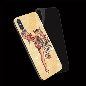 Sailor Jerry Tatuiruotė Grūdintas Stiklas Telefono dėklas, skirtas iphone 5 5s SE 2020 6 6s 7 8 Plus X XR XS 11 pro Max