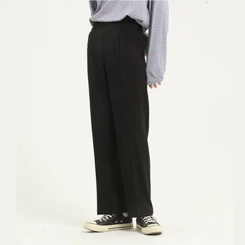 Vyrų Japonija Korėja Streetwear Vintage Mados Slim Fit, Tiesios Kelnės Pavasario Vasaros Kelnės Vyrams, Verslo Atsitiktinis Ziajać Kostiumas