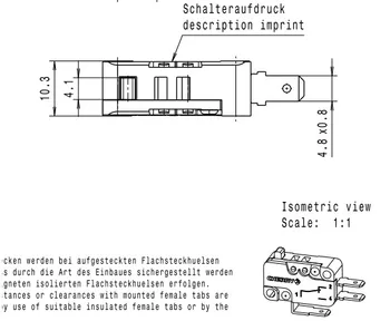 Vokietijos VYŠNIŲ D42CR1LA didelis mikro jungiklis ribinės taškų jutiklinį jungiklį 3A 125/250VAC