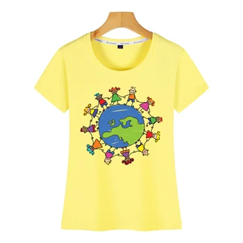 Topai Marškinėliai Moterims apsaugoti aplinką žemės diena su vaikais Mados Balta Užsakymą Moterų Marškinėlius