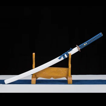 Nekilnojamojo Plieno Staigus Japonijos Katana Rankų Darbo Balti Samurajus Kardas Full-Tang Funkcinės