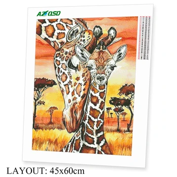 AZQSD Žirafa Diamond Tapybos kvadratiniu/ Gyvūnų 5d 