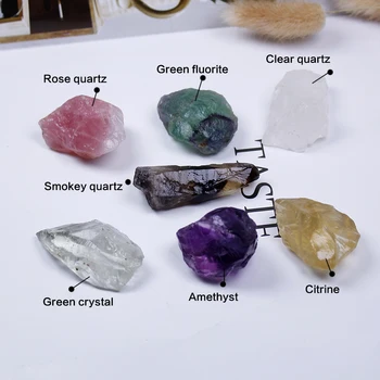 Runyangshi 1set Natūralus ametistas kristalų originalus akmens septynių čakrų stambūs grūdų unpolished rosre kvarco Dovanų Kolekcija