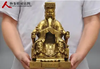 Kinų Daosizmas varis žalvaris Dangaus Dievybės Jade Emperor sėdynės Dragon Kėdės & Deivė Karalienės Motinos Statula Didelis 28cm
