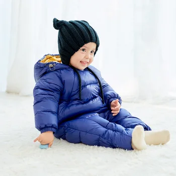 Žiemos kūdikių romper Naujagimiui Drabužiai berniukams mėlyna Bamblys Sutirštės ilgomis Rankovėmis Su Gobtuvu Šiltas Jumpsuit climibing kūdikiams