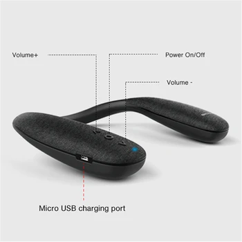 AIKSWE Bluetooth 5.0 Kaklo-Sumontuoti Nešiojamą Belaidį Bluetooth Garsiakalbį Surround Stereo Garso laisvų Rankų Su Mikrofonu Žaidimų