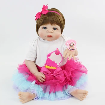 55cm Full Silikono Kūno Kūdikio-Lėlės Reborn Žaislas Naujagimių Princesė Bamblys Kūdikiams Mergina Bonecas Vaikas Maudytis Žaislų Mados Gimtadienio Dovana