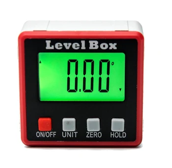 Raudona Tikslumo skaitmeninės matlankis kampo ieškiklis lygio box skaitmeninis inclinometer kampo matavimo priemonė su magnetinis pagrindas Nešiojamų