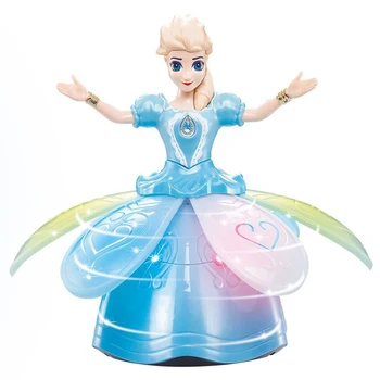 Elektros Šokių Princesė Lėlės, Žaislai Elsa Anna Lėlė su Sparnais Veiksmų Skaičius, Sukasi Projekcijos, Šviesos, Muzikos Modelis Lėlės Mergina