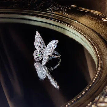 Korėjos naujuoju Karšto Pardavimo bižuterijos High-end Luxury Vario Inkrustacijos Cirkonis Drugelis Žiedas Elegantiška Prom Žiedas moterims