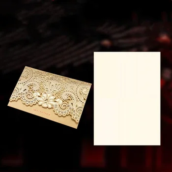 50pcs pjovimas Lazeriu dekoro Prabangių Vestuvių Pakvietimo Raudonas Auksas Personalizavimas Individualų Vestuvių Korteles Kvietimą su Vokų