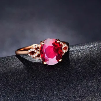 Fine Jewelry Ruby Žiedai Moterims 18K Rose Gold 