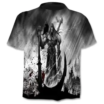 Kaukolė marškinėliai Skeletas T-shirt ginklą Marškinėlius Gotikos marškinėliai Punk Tee derlius t shirts 3d t-shirt anime vyrų stilių dropshipping
