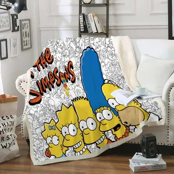 Simpson Antklodė 3D Animaciją Spausdinti Sherpa Vilnos Šilta Antklodė Sofa Mesti Antklodę, Vaikams, Suaugusiems, Miegamojo Patalynės, Namų Lovatiesė