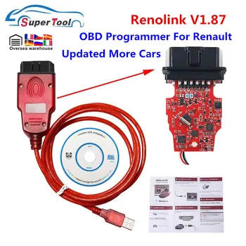 Naujai Renolink V1.87 Dėl Renault EKIU Programuotojas Reno Nuorodą V1.87/V1.52 USB Diagnostikos Kabelis ECU Programa/Klavišą Kodavimo/oro Pagalvė iš Naujo