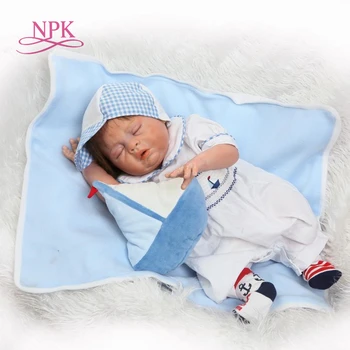 NPK tikroviška nekilnojamojo touch baby lėlės visą vinilo lėlės mielas Navy kombinezonas miega berniukas vaikams Gimtadienio Dovana