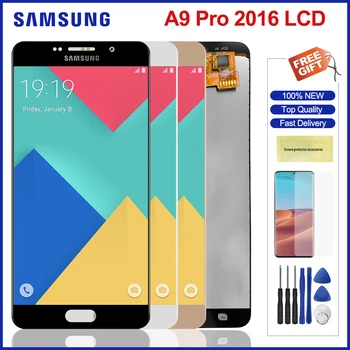 A910 Lcd Samsung Galaxy A9 Pro 2016 LCD Ekranas Jutiklinis Ekranas skaitmeninis keitiklis Assesmbly Dalys Samsung A910 A9100 Lcd Ekranas