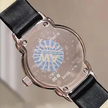 Prabangus natūralios Odos Watchband Cirkonis Akmuo Kristalas Kvarcinis Laikrodis Dizaineris elipsės Dial Watch Laikrodis Skirta Moterims