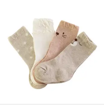 3Pairs/daug Organinės medvilnės didelis vamzdis prarasti burną vaikų kojinės kūdikis, vaikas, kūdikis ilgai natūralių spalvų medvilnės kojinių vamzdis