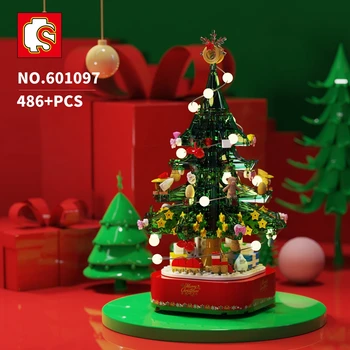 SEMBO Idėjų, Kalėdų Eglutė Su Music Box Modelio Blokai nustatytas Klasikinis Linksmų Kalėdų Dovanos, Švietimo Žaislai Vaikams