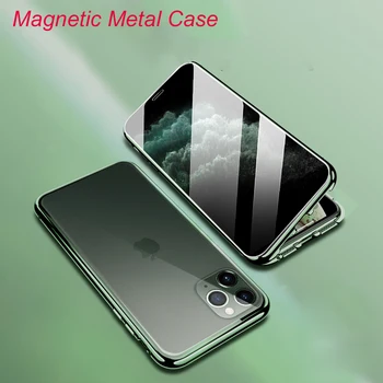 Metalo 360 Magnetinio Atveju iphone, 11 pro max Padengti coque Bumper 