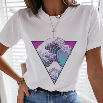 Japonų Stilius, Grafinis Spausdinti marškinėliai Moterims 2020 Naujas Vasaros Mados Derliaus Marškinėlius Harajuku Estetinės Baltos Viršūnės Moterų Marškinėliai