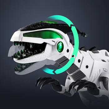 Balta Mechaninė Purškimo Elektros Dinozaurų Žaislas Šviesos Gaisro Kvėpavimo Aparatas 