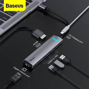 Baseus USB C HUB su RJ45 HDMI USB 3.0 C Tipo PD Įkrovimo HUB Adapteris, Skirtas 