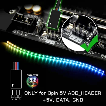 Plokštės Naudojamos 5V 3 Pin PC LED Juosta RGB PC LED Šviesos Juostelės ,Už GIGABYTE RGB Sintezės (5V 3 Pin naudoti LED antraštes)