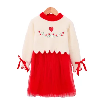 Naujų Mergaičių Suknelės Rudens Žiemos Nacionalinės Išsiuvinėti Kinijos Drabužių Vaikams, Ilgomis Rankovėmis Suknelę, Vaikai Megztinis Suknelė Mergaitėms