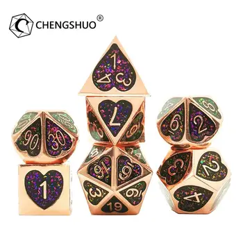 Chengshuo žvaigždžių metalo kauliukai Širdies emalio kauliukai dnd kauliukai nustatytas Vaidmuo-žaisdami stalo žaidimus.Naudoti DND,COC.7pcs.D20 12 10 8 6 4