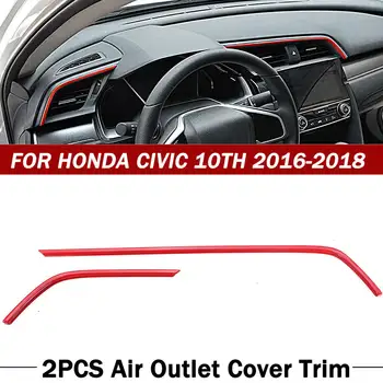 2VNT Raudona ABS Auto Automobilių Oro Išleidimo Rėmo Dangtis Apdaila Honda Civic 10 2016-2018 Modifikuotų Centrinis Oro Angos Apdaila