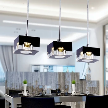 Pakabukas Lemputė G4 LED Lemputės Adapteris k9 Crystal Black Aišku, Aikštėje Dizainas šiuolaikiškas Restoranas Šviesos 3 galvų Kabo Žibintai Pritaikyti
