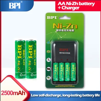 4pcs Ni-Zn 1.6 V AA 2500mWh mAh Akumuliatorius + BPI NiZn smart Įkroviklis , Daug Galingesnė ir stipresnė nei Ni-MH baterija