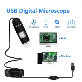 Mega Pikselių 1600X 8 LED Skaitmeninis Mikroskopas Tipas-C/Micro Android telefonas USB PC didinamasis stiklas Elektroninių Stereo USB Endoskopą