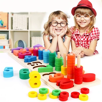 Nauja Vaikų Mediniai Montessori Medžiagų Mokymosi Skaičiuoti Numerių Atitikimo Skaitmeninės Formos Rungtynių Pradžioje Švietimo Mokymo Matematikos Žaislas