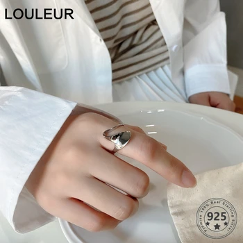 LouLeur 925 Sterlingas Sidabro Žiedai Netaisyklingos Japonijos Stylel Minimalistinio Atskirus Žiedus Šalies Moterų Bauda prabangūs Papuošalai