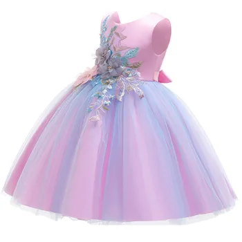 Vasaros Šalis Suknelė Mergaitėms Vestidos 3D Gėlių Mergaičių Suknelės Kūdikių Mergaitės, Nėriniai Rankovių Princesė Šalis Vestuvių Drabužiai