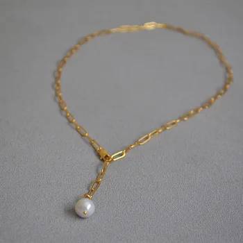 Europos ir Amerikos lieknas sagtis grandinės gėlo vandens baroko perlas paprastas šalto temperamento karoliai Y-grandinės