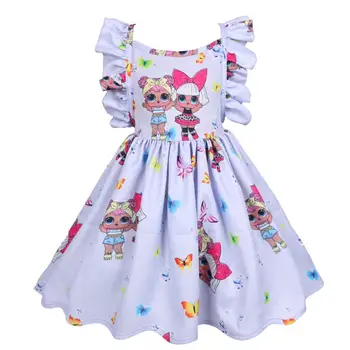 Naujas Baby Girl Vasaros Princesė Dress Girls Cartoon LOL Staigmena Spausdinti Vest Suknelės LOL Vaikų Šalis Drabužiai