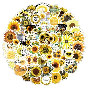 100vnt Sun Flower Saulės, užrašų knygelė Lipdukai Dviratį Nešiojamas Motociklo Kompiuterio Šalmas Automobilis 