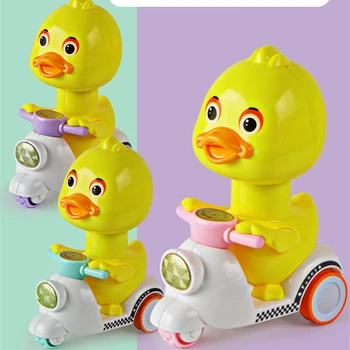 Traukti Atgal, Paspauskite Mažos Geltona Antis Baby Vaikų Žaislas Inercijos Animacinių Filmų Motociklo Automobilių Clockwork Antis Vėjo Iki Žaislai Vaikams
